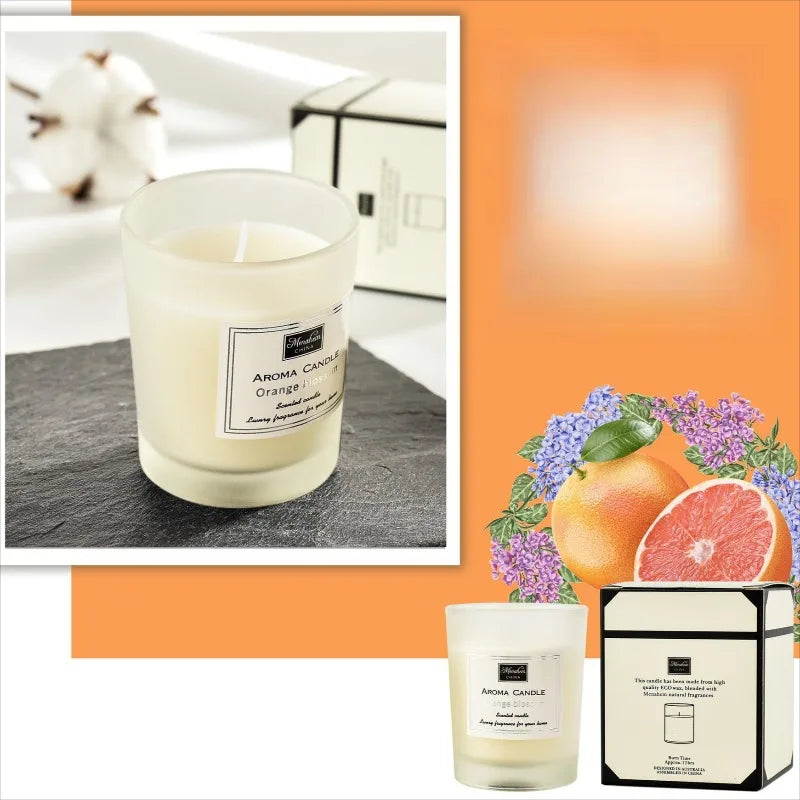 Three-Color Glass Jar Aromatherapy Candle - Natural Soy Wax, Smokeless, Nine Fragrance Options for Home and Gifting