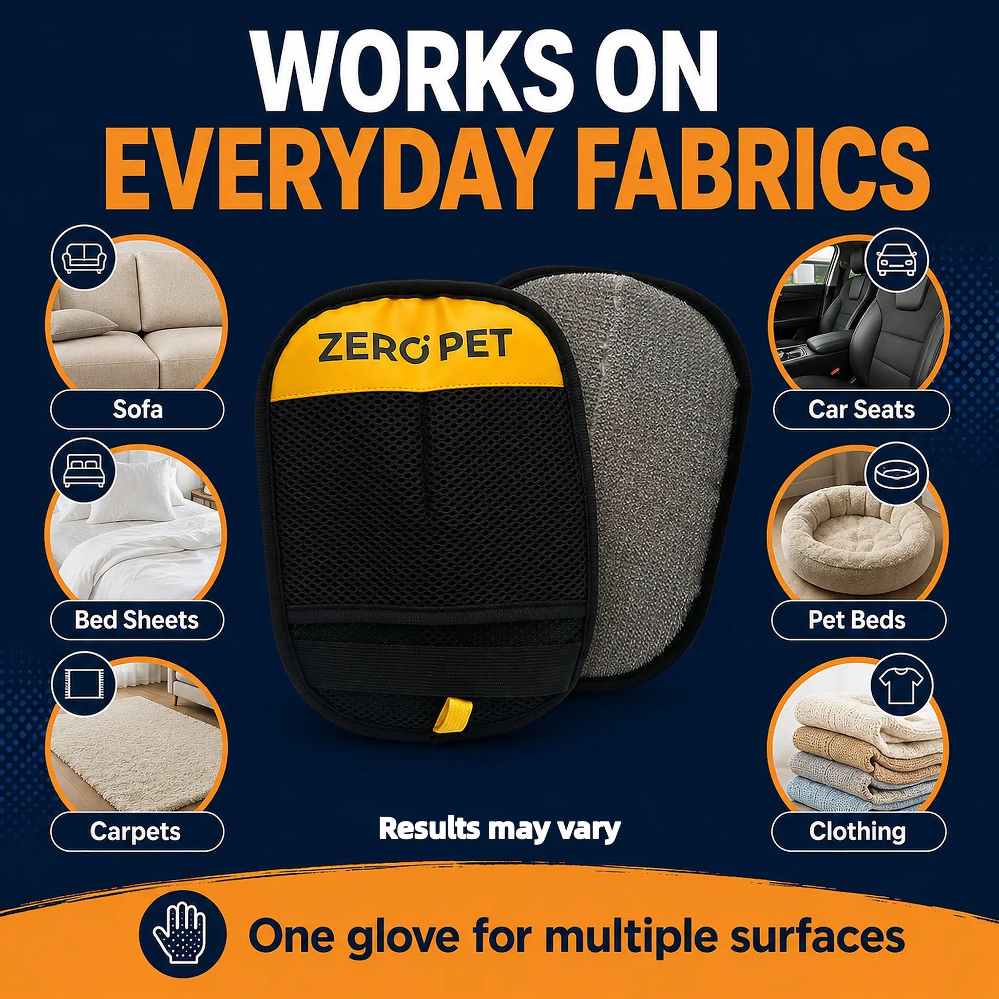 Reusable Pet Hair Removal Mitt - Double-Sided Fur Cleaning Glove for Dogs and Cats, Ideal for Furniture, Carpets, Car Mats, and Clothing