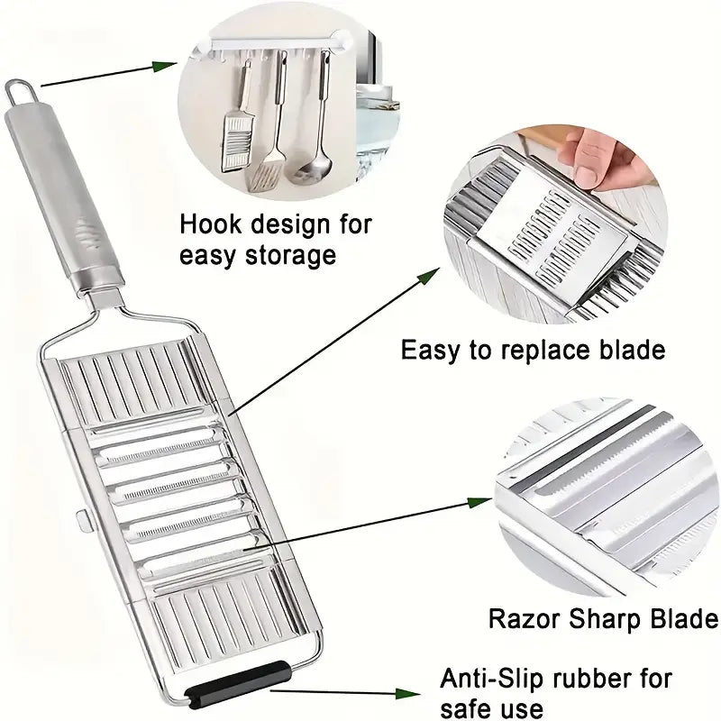 Stainless Steel 4-in-1 Multi-Purpose Vegetable Slicer with Adjustable Blades - Versatile and Safe Chopping Tool, Perfect Gift for Any Occasion