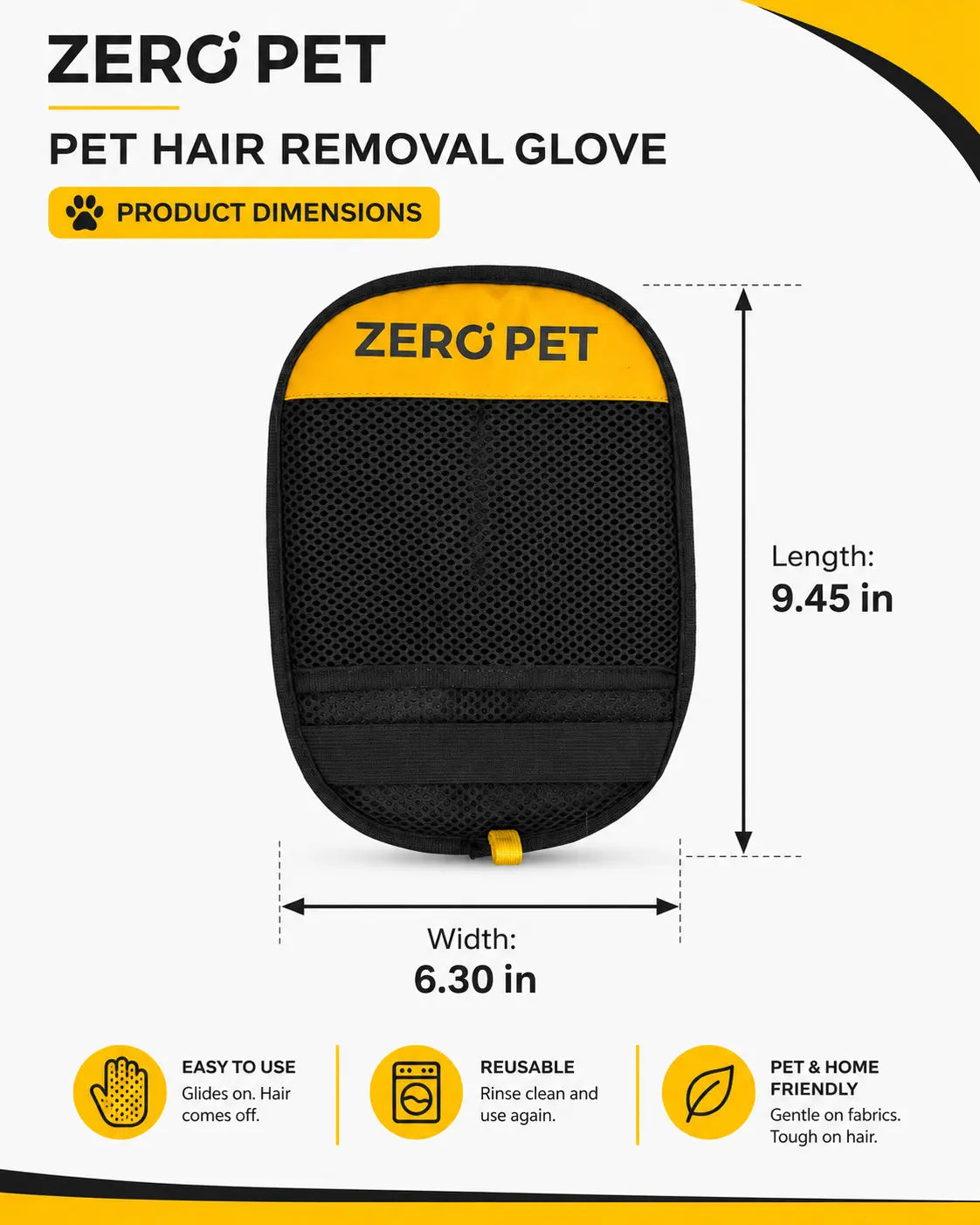 Reusable Pet Hair Removal Mitt - Double-Sided Fur Cleaning Glove for Dogs and Cats, Ideal for Furniture, Carpets, Car Mats, and Clothing