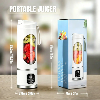 Portable 15.22 Oz USB Rechargeable Personal Blender with LED Display, Durable ABS Construction, Perfect for Smoothies and Juices, Essential Kitchen Appliance