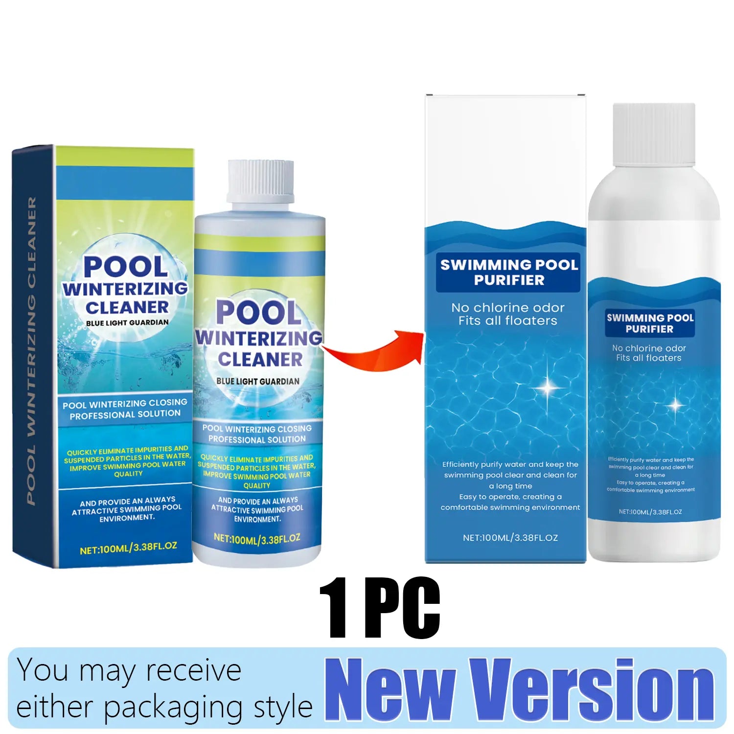 Advanced Pool Water Clarifier - Quick-Acting Formula for Above Ground and Inground Pools - Effectively Removes Cloudiness, Suspended Particles, and Impurities - Long-Lasting Water Treatment, 100ml