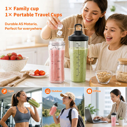 PRASKY 900W Personal Blender with Portable Cups - Perfect for Smoothies, Protein Shakes, Fresh Juices, Frozen Drinks, and Crushed Ice - BPA-Free for Home, Office, and Gym Use