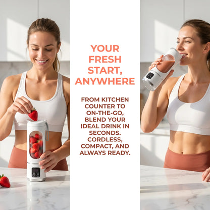 Portable 15.22 Oz USB Rechargeable Personal Blender with LED Display, Durable ABS Construction, Perfect for Smoothies and Juices, Essential Kitchen Appliance
