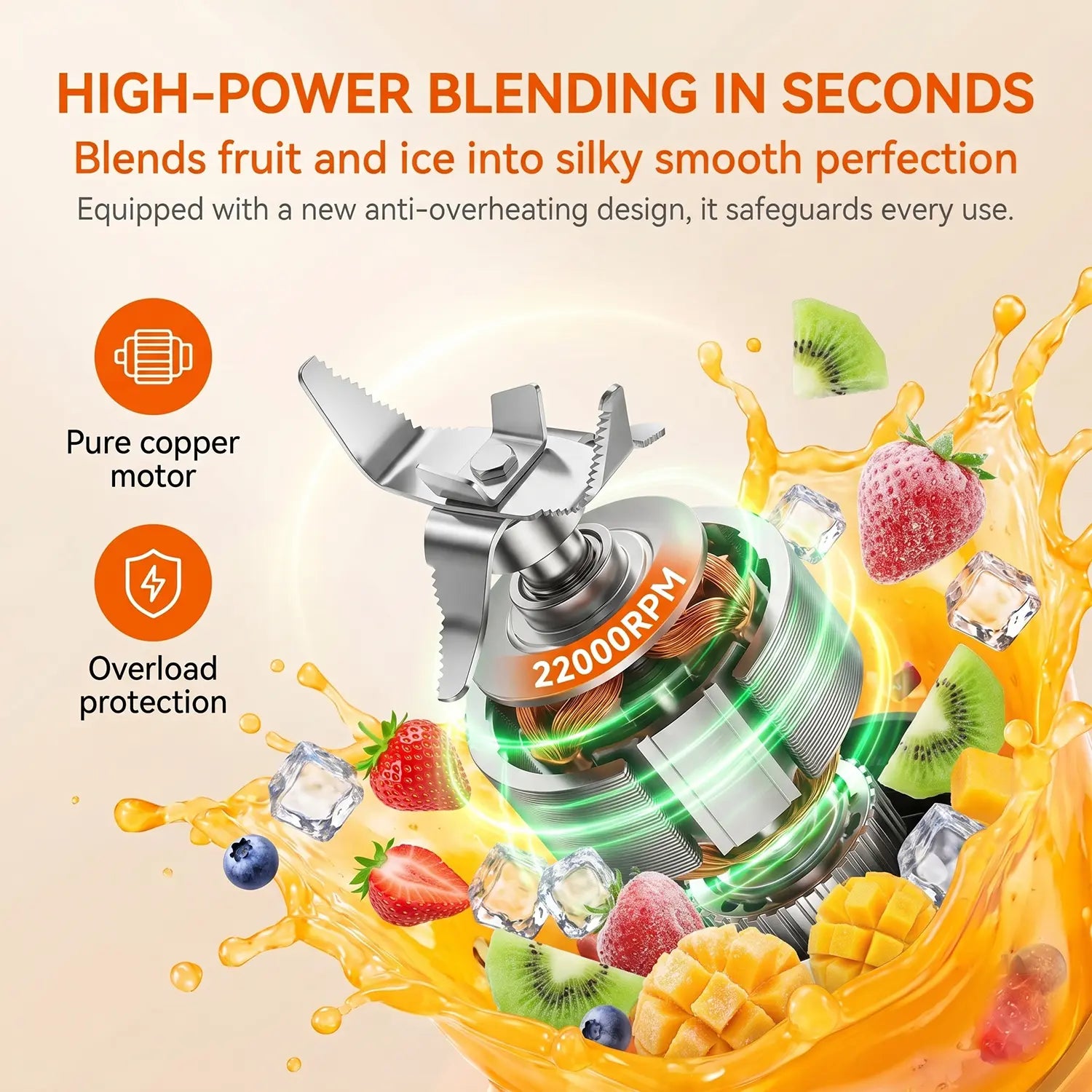 PRASKY 900W Personal Blender with Portable Cups - Perfect for Smoothies, Protein Shakes, Fresh Juices, Frozen Drinks, and Crushed Ice - BPA-Free for Home, Office, and Gym Use