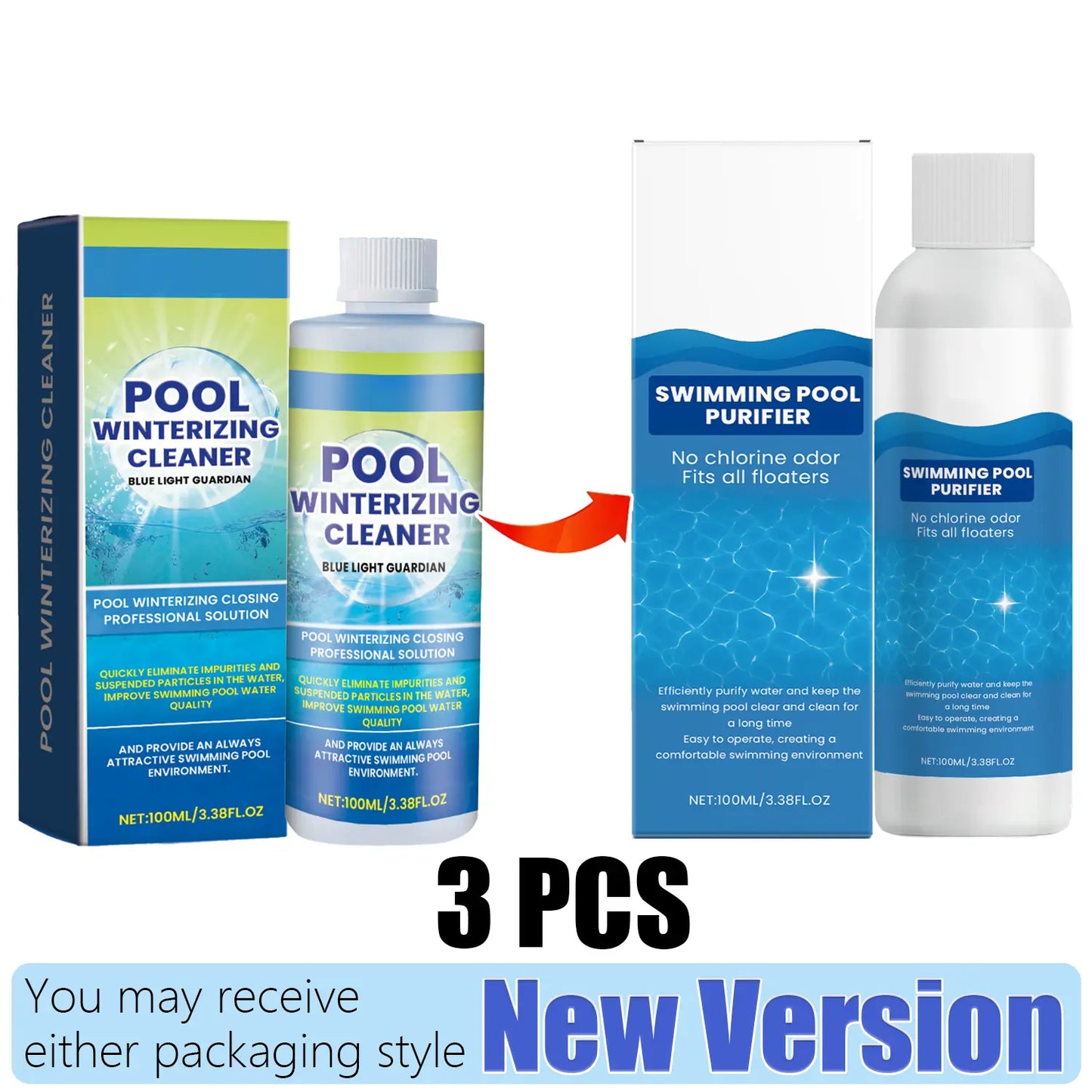 Advanced Pool Water Clarifier - Quick-Acting Formula for Above Ground and Inground Pools - Effectively Removes Cloudiness, Suspended Particles, and Impurities - Long-Lasting Water Treatment, 100ml