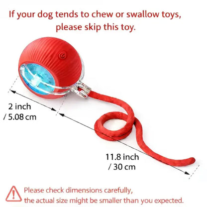 Interactive Electric Pet Ball Chaser with USB Rechargeable LED Light and Built-In Rope Attachment - Three Play Modes for Indoor Cats and Small Dogs, Encouraging Natural Chasing and Enhancing Well-Being