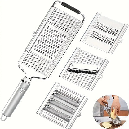 Stainless Steel 4-in-1 Multi-Purpose Vegetable Slicer with Adjustable Blades - Versatile and Safe Chopping Tool, Perfect Gift for Any Occasion