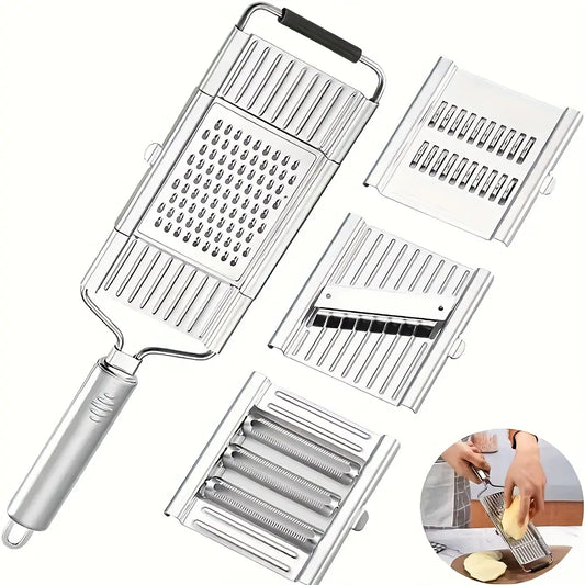 Stainless Steel 4-in-1 Multi-Purpose Vegetable Slicer with Adjustable Blades - Versatile and Safe Chopping Tool, Perfect Gift for Any Occasion
