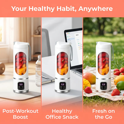 Portable 15.22 Oz USB Rechargeable Personal Blender with LED Display, Durable ABS Construction, Perfect for Smoothies and Juices, Essential Kitchen Appliance