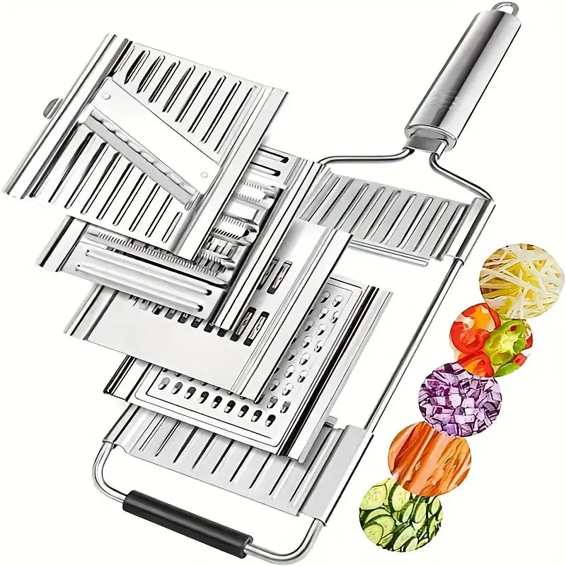 Stainless Steel 4-in-1 Multi-Purpose Vegetable Slicer with Adjustable Blades - Versatile and Safe Chopping Tool, Perfect Gift for Any Occasion