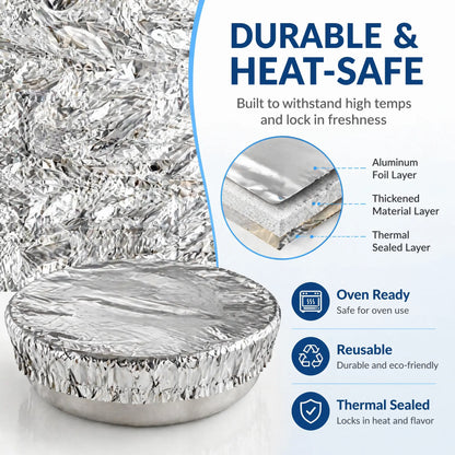 Thickened Aluminum Foil Food Warmer Cover - Reusable Thermal Insulation for Cookware, Heat Retention and Freshness Preservation, Dustproof Design, Universal Compatibility with Bowls, Plates, and Containers