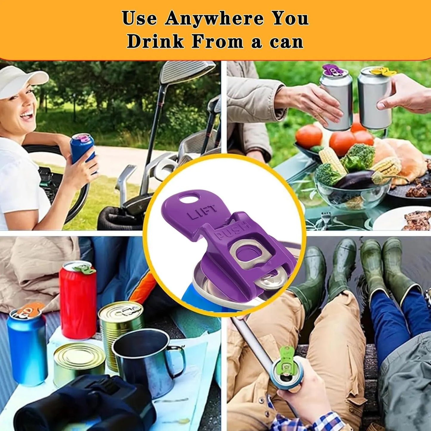 8-Pack Colorful Easy Tab Can Openers with Protective Caps for Beverages - Perfect for Outdoor Events, BBQs, and Beach Gatherings