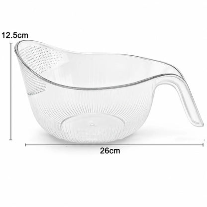 Multifunctional Aesthetic Rice Strainer with Handle - Durable BPA-Free Transparent Plastic Colander for Efficient Draining of Vegetables, Fruits, and Coffee