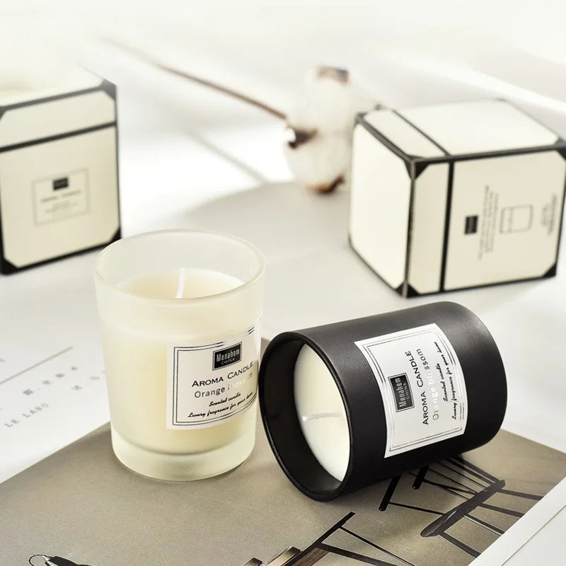Three-Color Glass Jar Aromatherapy Candle - Natural Soy Wax, Smokeless, Nine Fragrance Options for Home and Gifting