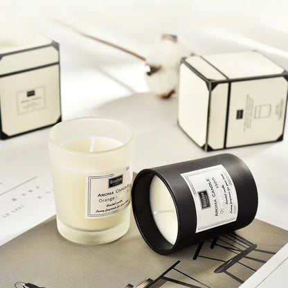 Three-Color Glass Jar Aromatherapy Candle - Natural Soy Wax, Smokeless, Nine Fragrance Options for Home and Gifting