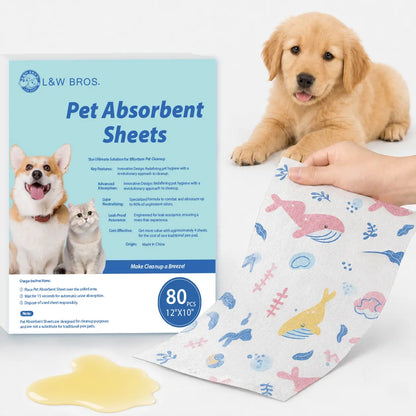 L&W BROS. Advanced Pet Absorbent Sheets - Quick-Drying Paper Towels for Efficient Dog Urine Stain and Odor Elimination