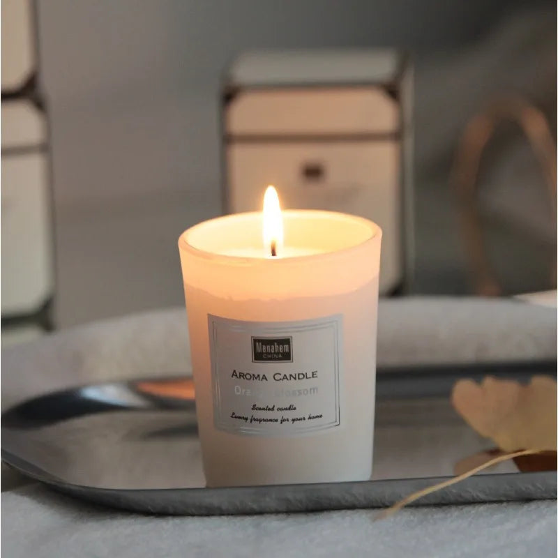 Three-Color Glass Jar Aromatherapy Candle - Natural Soy Wax, Smokeless, Nine Fragrance Options for Home and Gifting