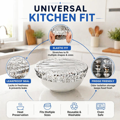 Thickened Aluminum Foil Food Warmer Cover - Reusable Thermal Insulation for Cookware, Heat Retention and Freshness Preservation, Dustproof Design, Universal Compatibility with Bowls, Plates, and Containers