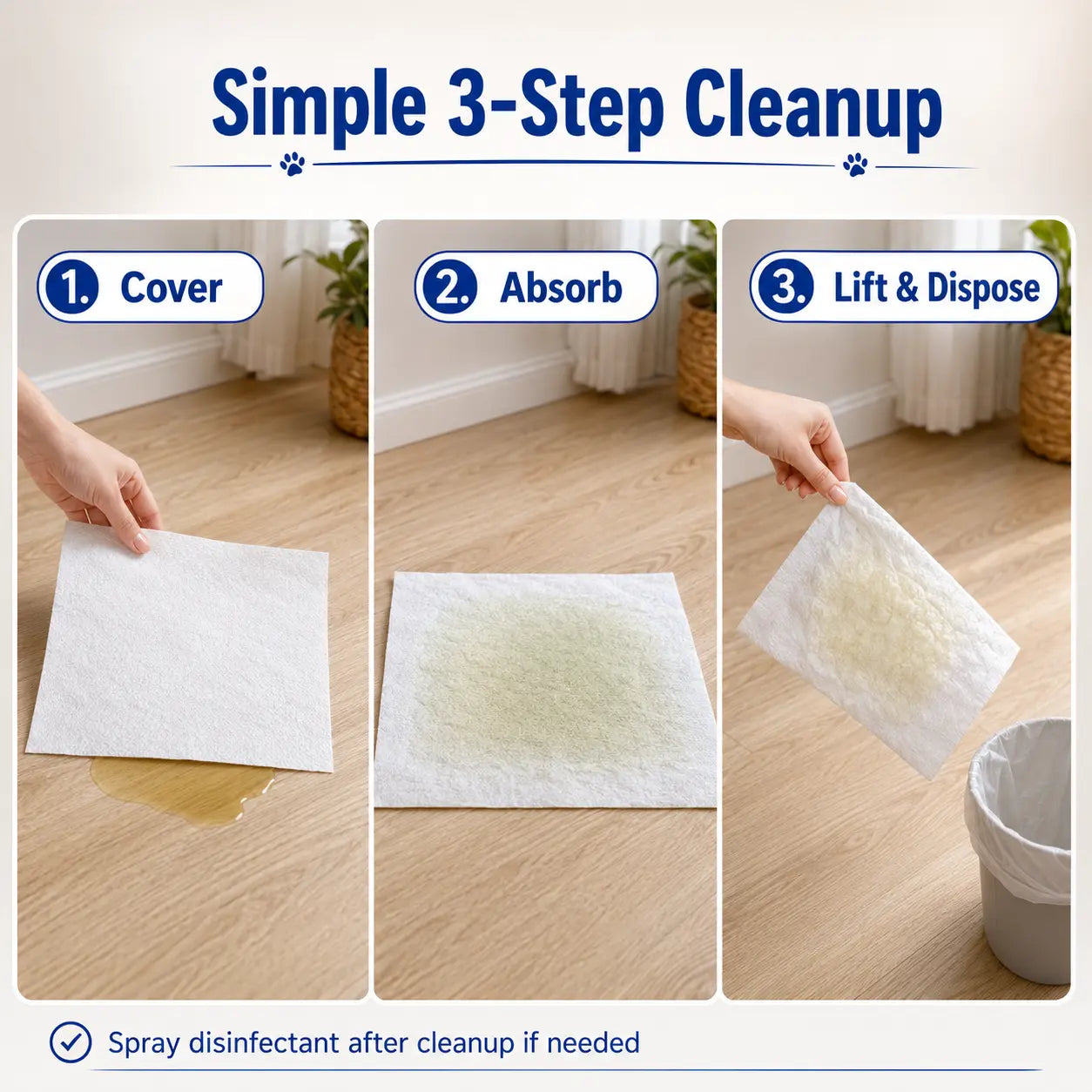 L&W BROS. Advanced Pet Absorbent Sheets - Quick-Drying Paper Towels for Efficient Dog Urine Stain and Odor Elimination